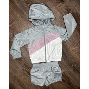 Puma Toddler Girl's 2‎ Piece Set Shorts Jacket Pink Blue Size 4t Summer Spring